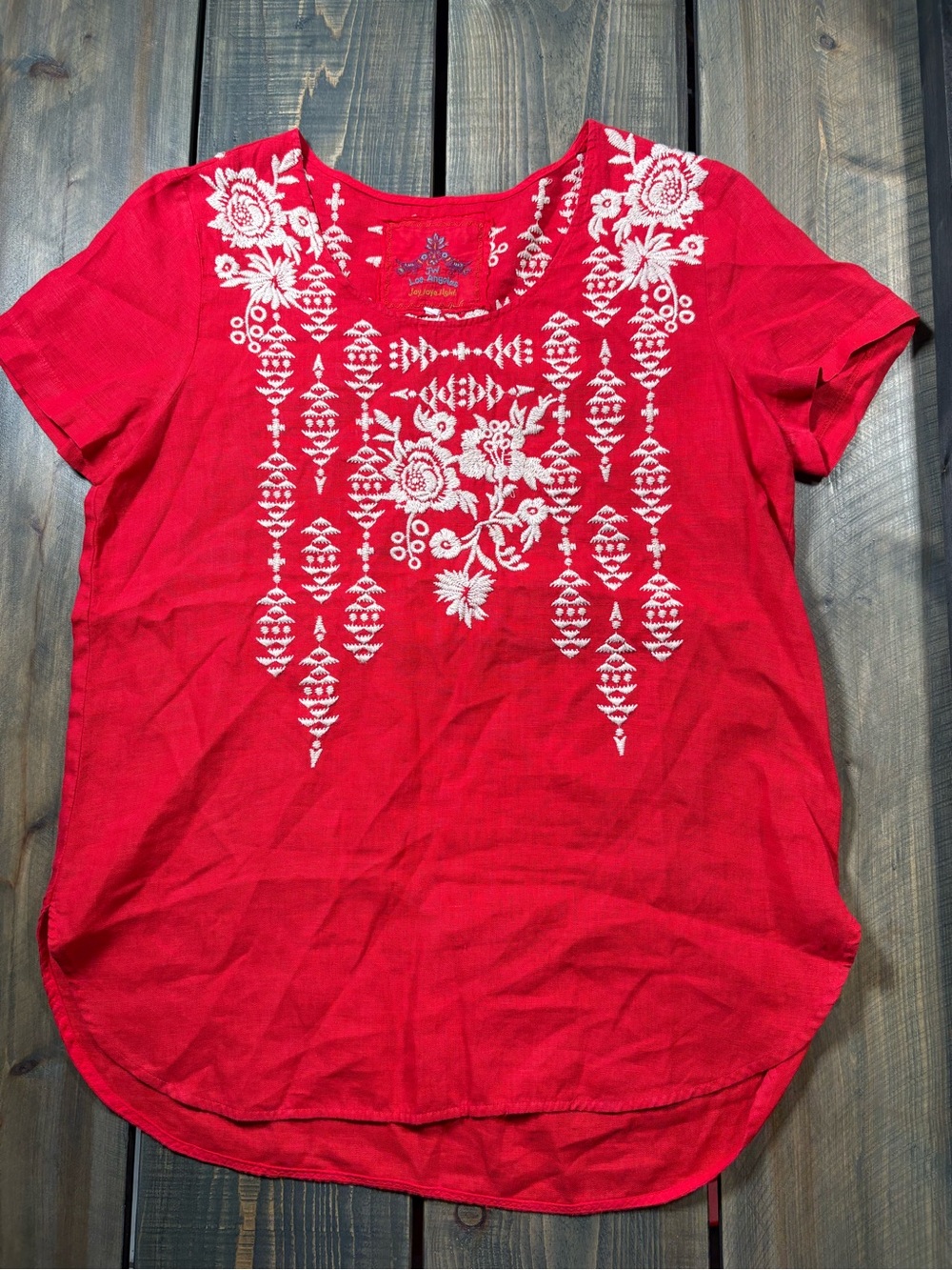 JW Los Angeles Red White Embroidered Tunic